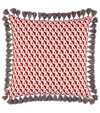 La Doublej Cushion With Fringes (50x50) In Cubi Rosso
