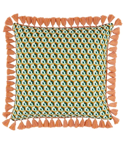 La Doublej 'cubi Verde' Cushion In Multicolor Shot Cotton