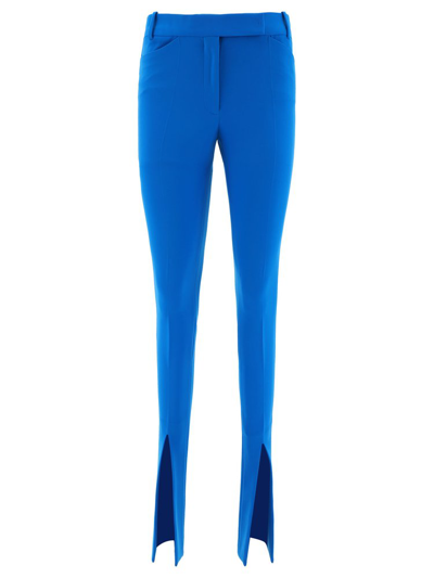 Attico Freja Front-slit Tailored Trousers In Blue