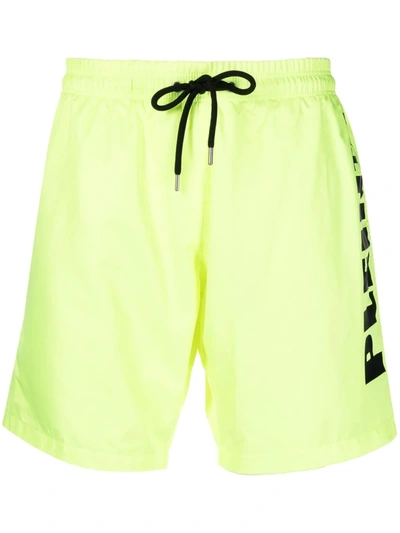 Philipp Plein Logo-print Drawstring-waist Swim Shorts In Gelb