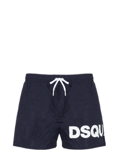 Dsquared2 Swimsuit With Logo Print In Blue