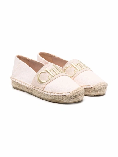 Chloé Logo Embroidered Espadrilles In Pink