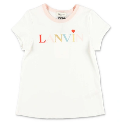 Lanvin Kids' T-shirt Bianca In Jersey Di Cotone In White