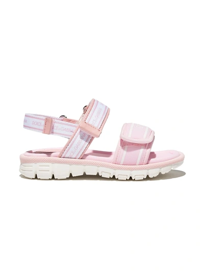 Dolce & Gabbana Kids' Touch-strap Logo Sandals In Pink