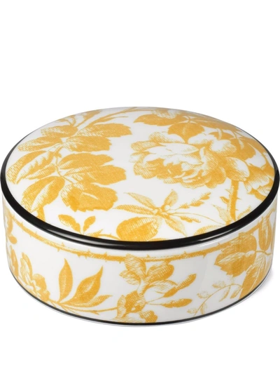 Gucci Herbarium Floral Porcelain Trinket Box In Sunset Yellow