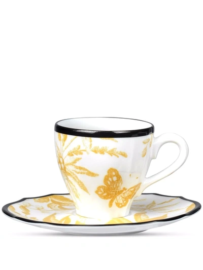 Gucci Herbarium Coffee Cup And Saucer Double Set In White