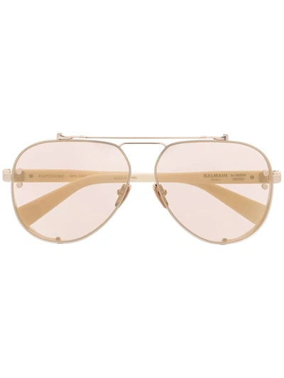 Balmain Eyewear Captaine Aviator Tinted Sunglasses In Neutrals