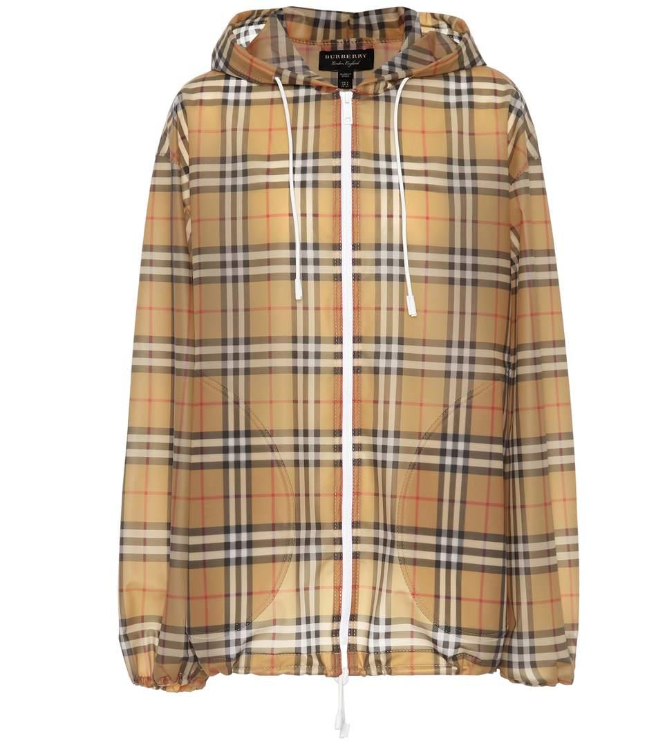 Burberry Checked Hooded Jacket In Beige | ModeSens