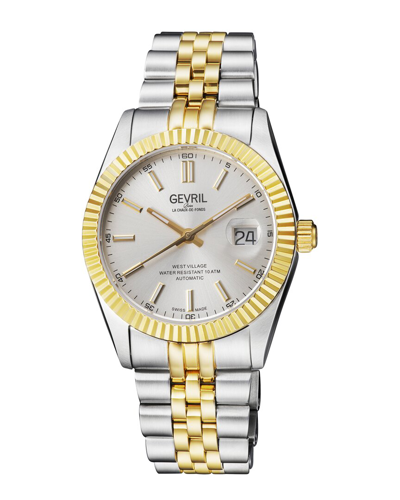Gevril Men's West Village Automatic Stainless Steel Bracelet Watch In Two Tone  / Gold Tone / Silver / Yellow