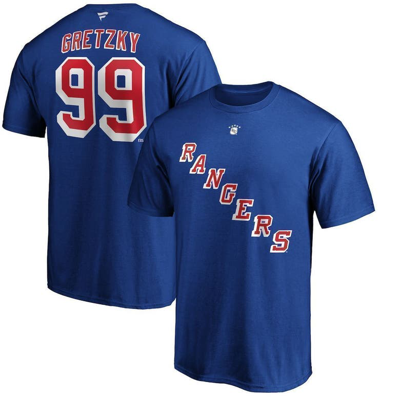 Fanatics Branded Wayne Gretzky Blue New York Rangers Authentic Stack Retired Player Name & Number T-