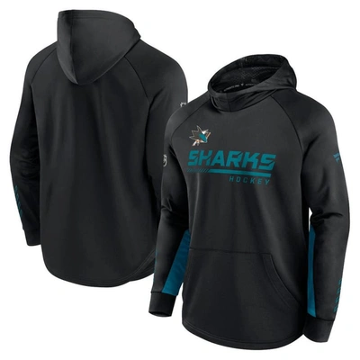 Fanatics Branded Black San Jose Sharks Authentic Pro Locker Room Raglan Pullover Hoodie