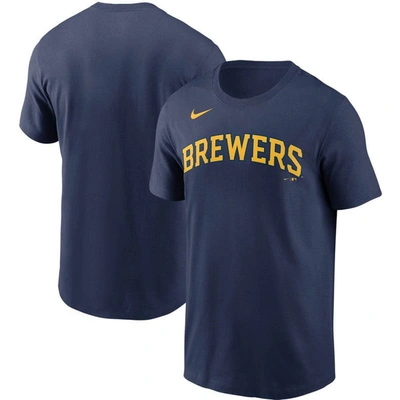 Nike Men's Navy Milwaukee Brewers Wordmark Legend T-shirt