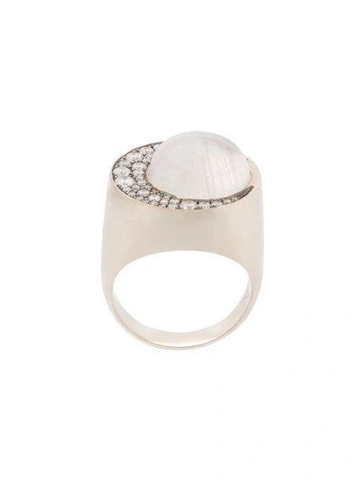 Noor Fares Moonstone Eclipse Ring In Metallic