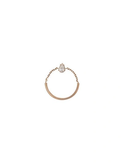 Anita Ko Pear Diamond Chain Ring In Metallic