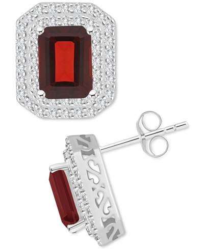 Macy's Rhodolite Garnet (3-7/8 Ct. T.w.) & White Topaz (7/8 Ct. T.w.) Stud Earrings In Sterling Silver (als