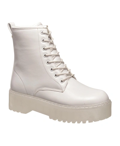C&c California Women's Lucie Lug Sole Combat Boots Women's Shoes In White
