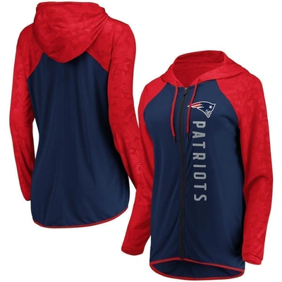 Fanatics Branded Navy New England Patriots Forever Fan Logo Full-zip Hoodie In Navy,red