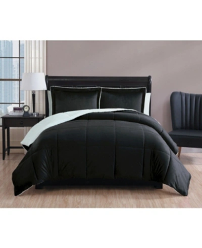 Vcny Home Micromink Sherpa Comforter Set, Queen Bedding In Black