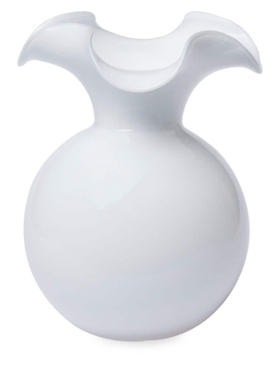 Vietri Hibiscus Glass White Large Fluted Vase