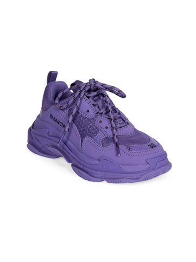 Balenciaga Kid's Triple S Sneakers In Purple Black