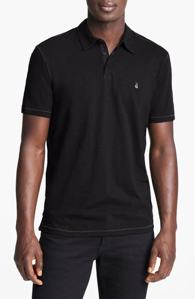 John Varvatos Usa Peace Slub Knit Slim Fit Polo Shirt In Black