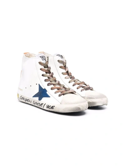 Golden Goose Kids' White Leather Francy Sneakers In Bianco