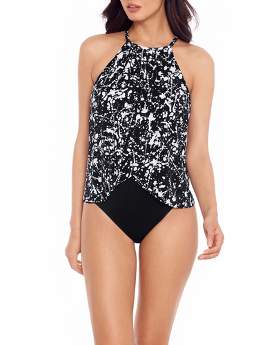 Magicsuit Aubrey Printed Halter Slimming-control One-piece Swimsuit Women's Swimsuit In Blackwhite
