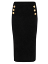 Balmain Buttoned Knitted Midi Skirt In Black