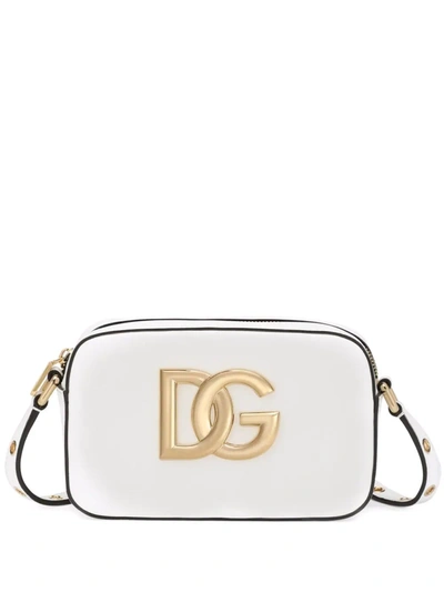 Dolce & Gabbana Leather Dg Logo Shoulder Bag In White