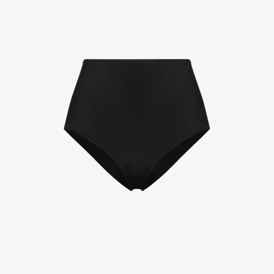 Form And Fold The Rise High-waist Bikini Bottoms In Black