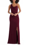 After Six One-shoulder Draped Cowl-neck Maxi Dress In Cabernet