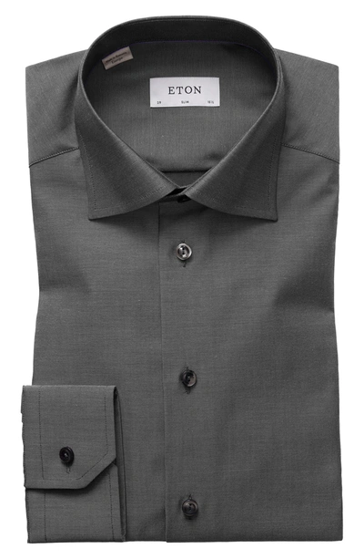 Eton Slim Fit Twill Dress Shirt In Dark Grey