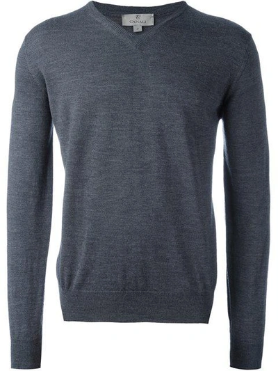 Canali V-neck Sweater - Grey