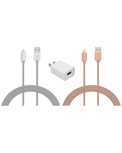 Posh Tech Lightning Usb Charge Cord & Adaptor Cube 3-piece Set In Gold