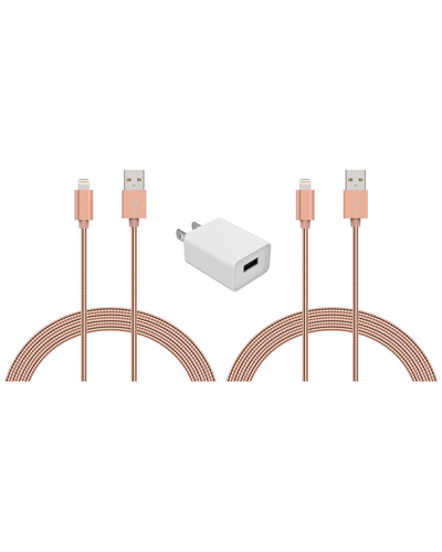 Posh Tech Lightning Usb Charge Cord & Adaptor Cube 3-piece Set In Gold