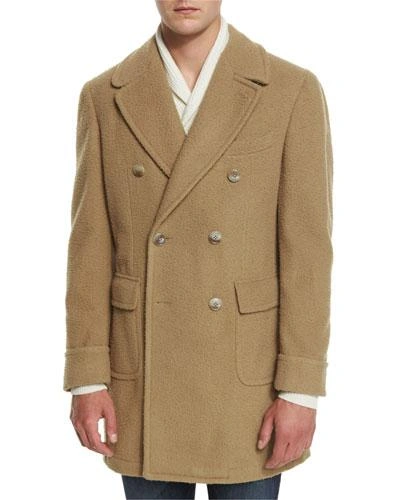 Lubiam Double-breasted Wool-blend Pea Coat, Camel