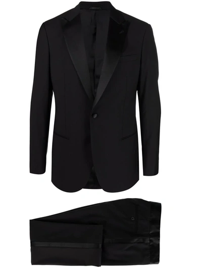 Giorgio Armani Two-piece Silk Suit In Schwarz
