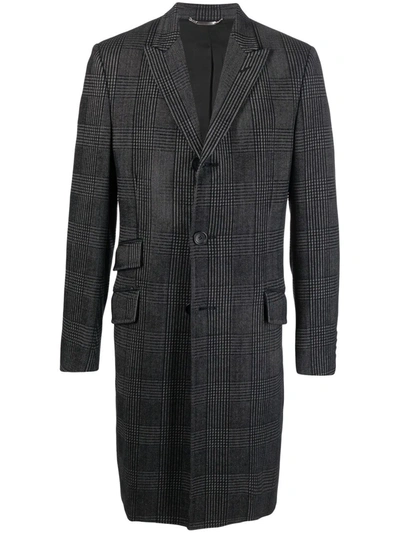 Pre-owned Versace 2000s Plaid Check Single-breasted Coat In 黑色