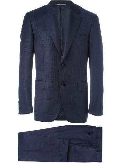 Canali Houndstooth Pattern Suit - Blue