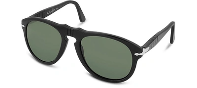 Persol Sunglasses Arrow Signature Aviator Plastic Sunglasses In Noir-vert