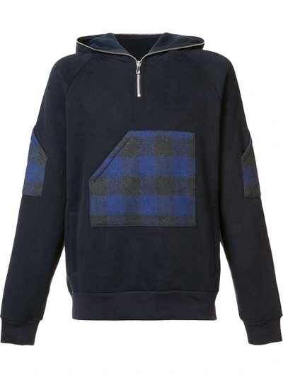 Mostly Heard Rarely Seen Plaid Zipped Neck Hoodie In Blue