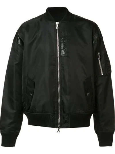 Mostly Heard Rarely Seen Leather Detailing Bomber Jacket In Black