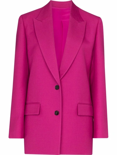 Valentino Double Compact Drill Wool Single-breasted Blazer In Full Pink