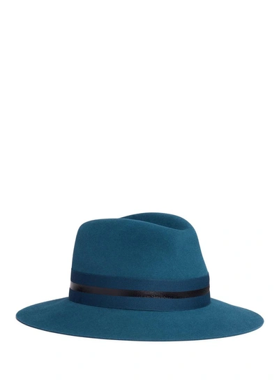 Maison Michel 'henrietta' Rabbit Furfelt Fedora Hat In Blue