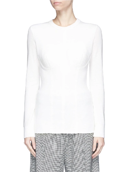 Stella Mccartney Virgin Wool Rib Knit Sweater In White