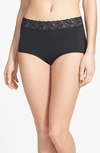 Wacoal Women's Cottonsuede Lace-trim Full Briefs In Black