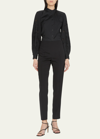 Akris 'melissa' Slim Techno Cotton Ankle Pants In Black