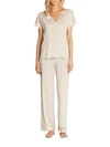 Natori Zen Floral Jersey Pajamas In Beige