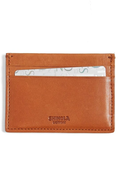 Shinola Men's Leather Card Case W/ Id Window In Bourbon