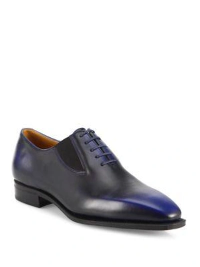 Corthay Men's Easy Pullman French Calf Leather Piped Shoes In Navy
